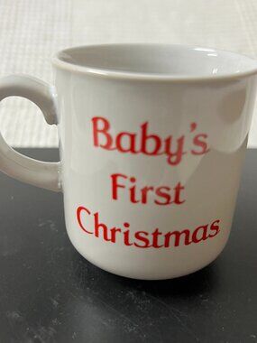 Baby's First Christmas Cup Mug Christmas Tree Rocking Horse Vintage Russ Berrie